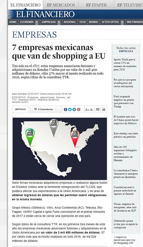 7 empresas mexicanas que van de shopping a EU